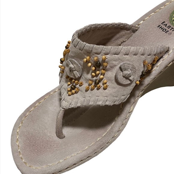 Earth Shoe Gelron 2000 Lily Tan Beaded Wedge Sandal Size 9 - Picture 6 of 11